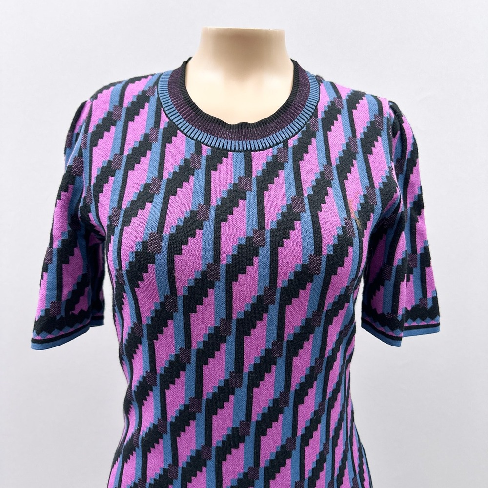 Diane Von Furstenberg Anahi Wool-blend Sheath Dress Purple Women's Size XS - Picture 3 of 13
